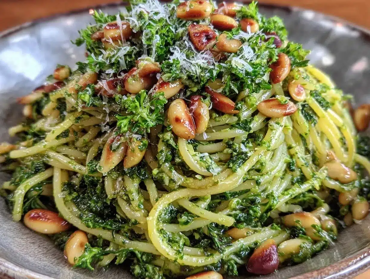 dandelion greens pesto pasta preparation steps