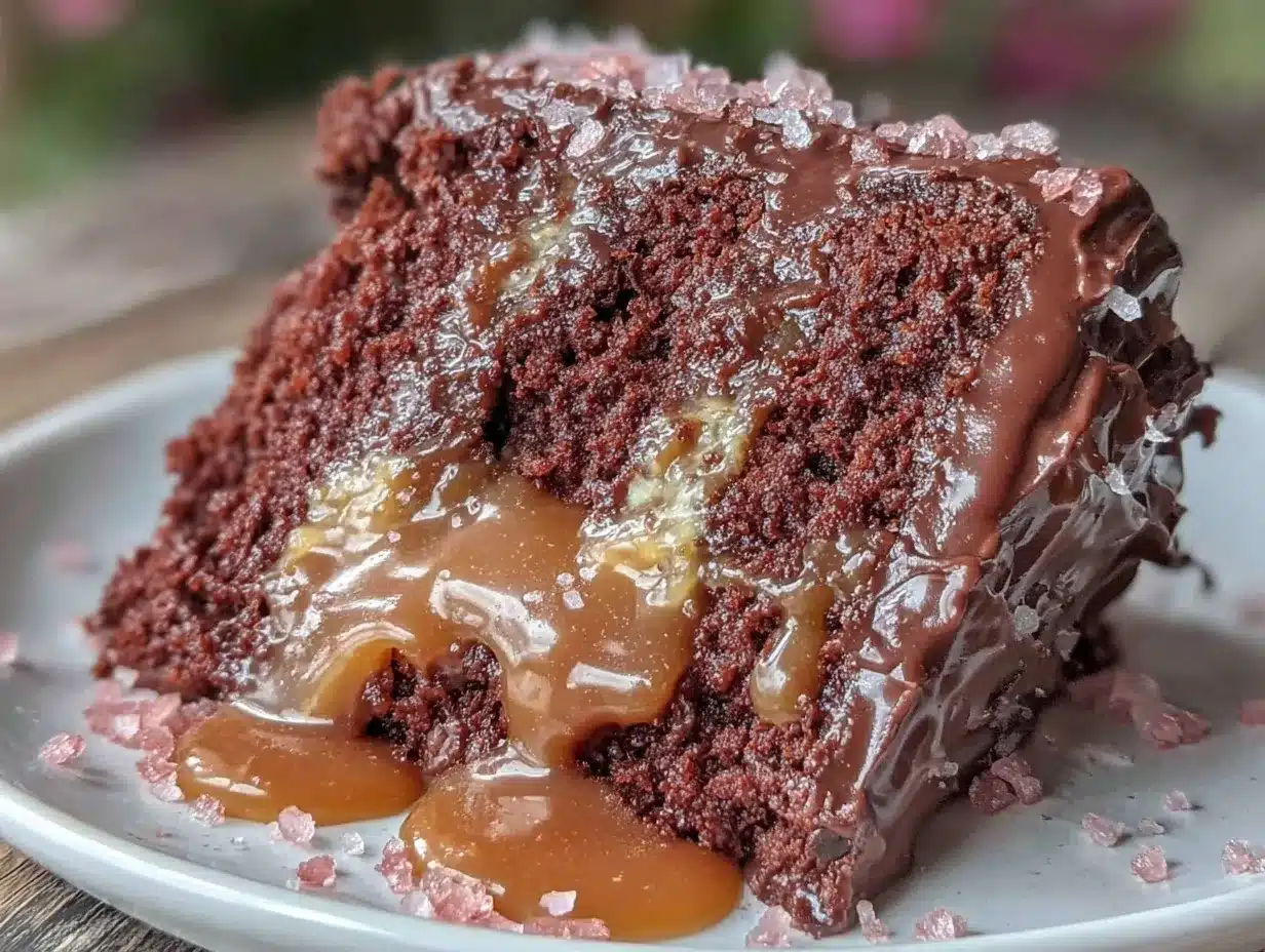decadent chocolate cake with salted caramel filling preparation steps
