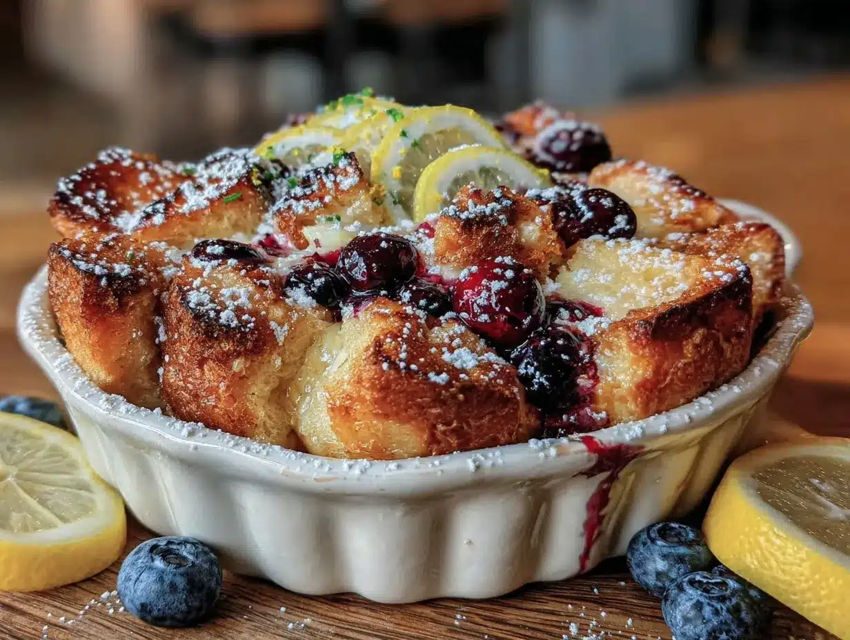 Easy Lemon Blueberry French Toast Casserole preparation steps