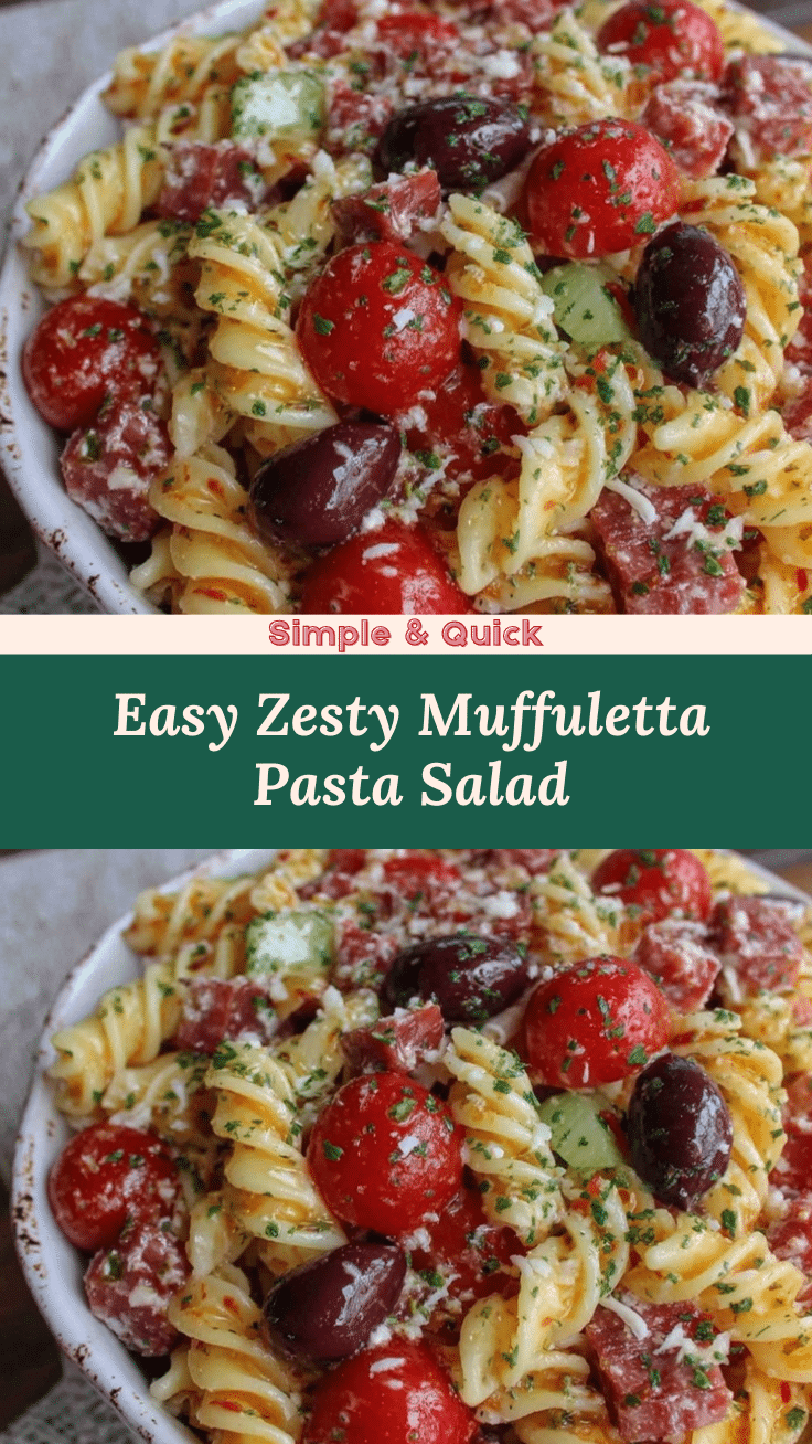 Easy Zesty Muffuletta Pasta Salad recipe