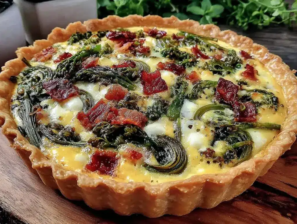 fiddlehead fern and bacon quiche - featured image