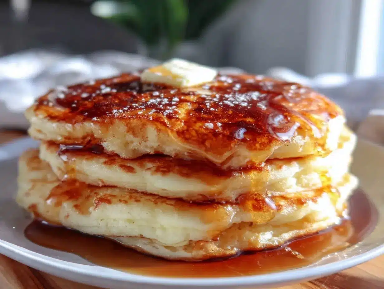 fluffy pancakes with brown butter maple syrup preparation steps