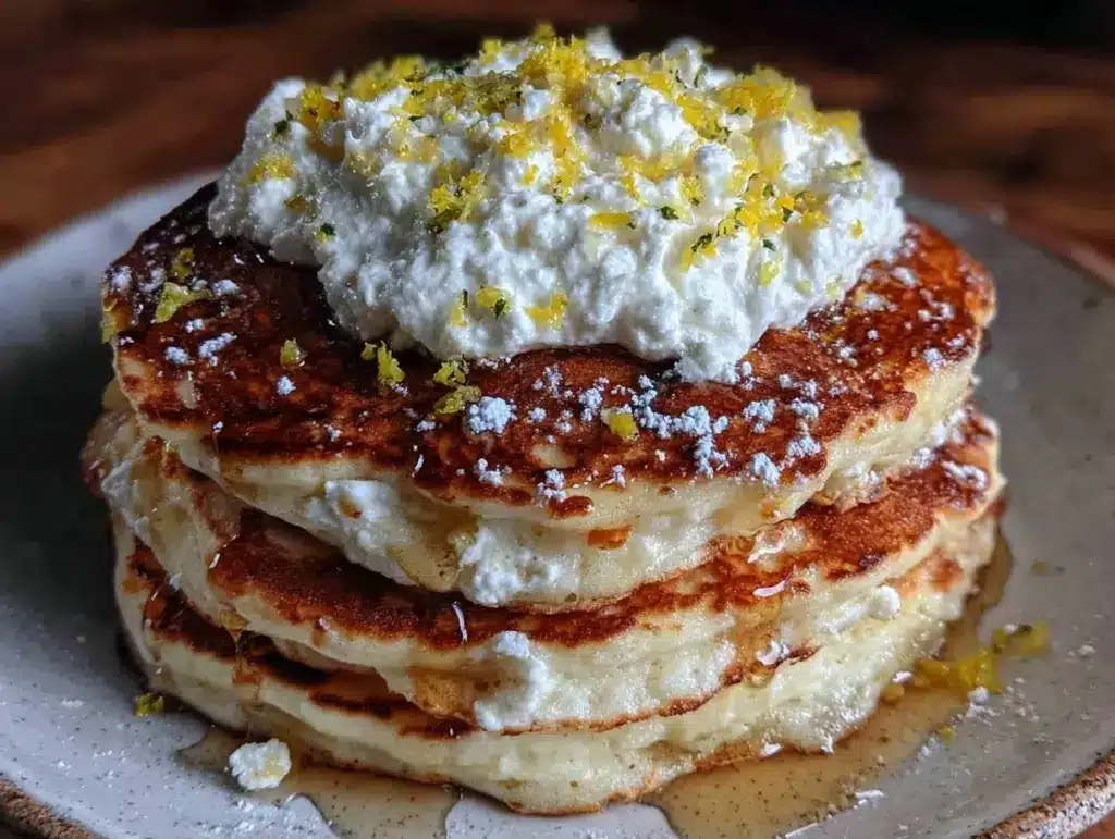 fluffy pancakes with ricotta and lemon zest - featured image