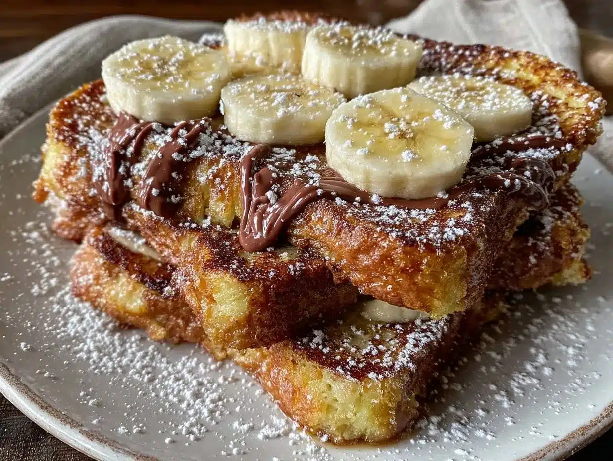 French toast with Nutella and banana preparation steps