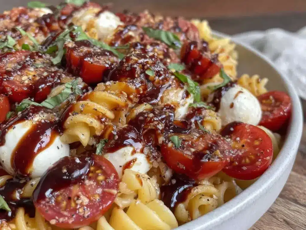 fresh caprese pasta salad - featured image