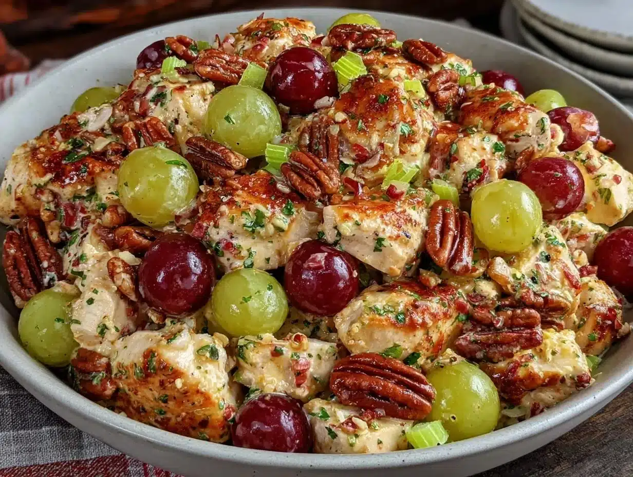 fresh chicken salad with grapes and pecans preparation steps