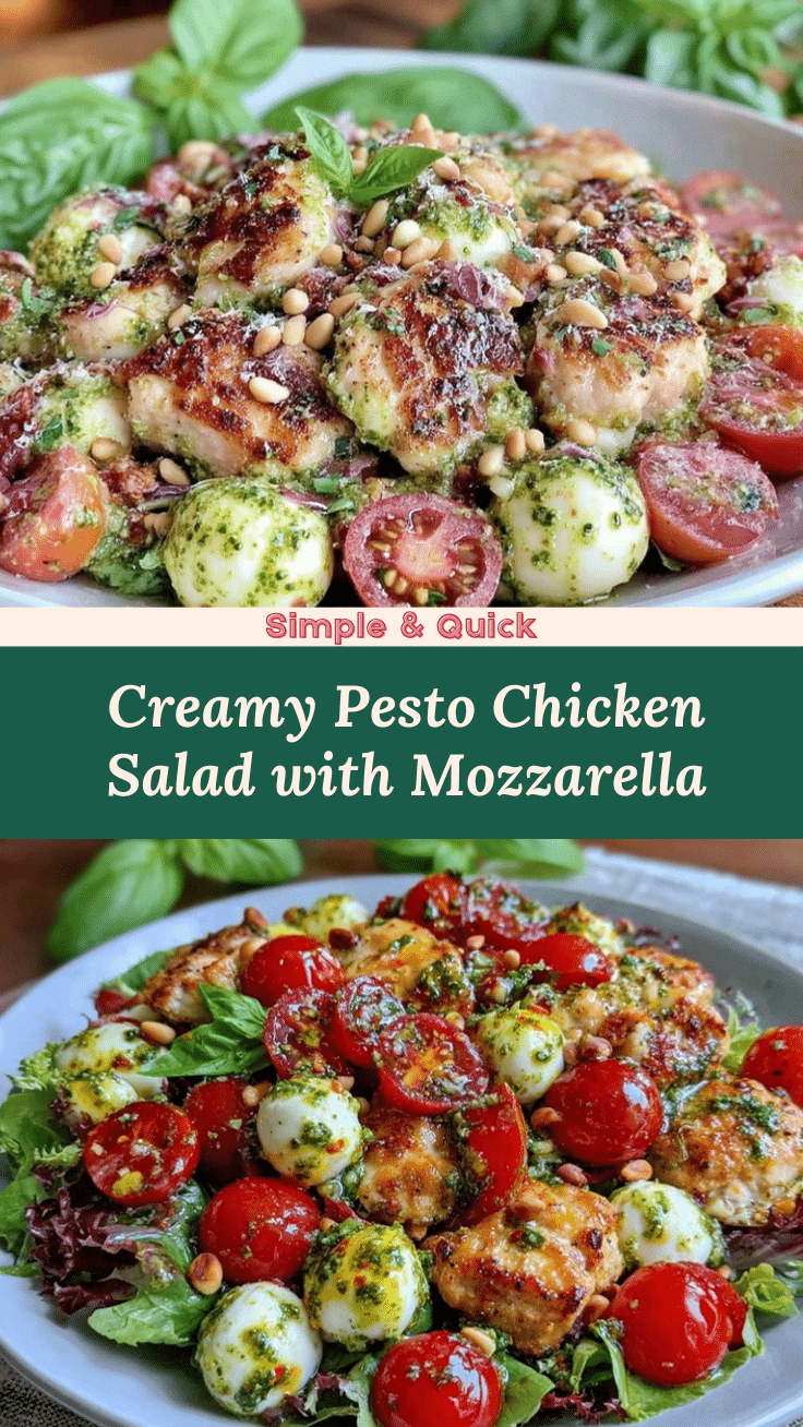 fresh chicken salad with pesto and creamy mozzarella recipe