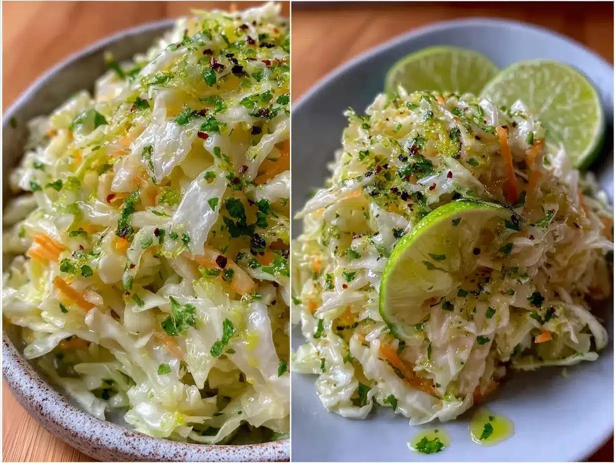 fresh coleslaw with lime and cilantro preparation steps