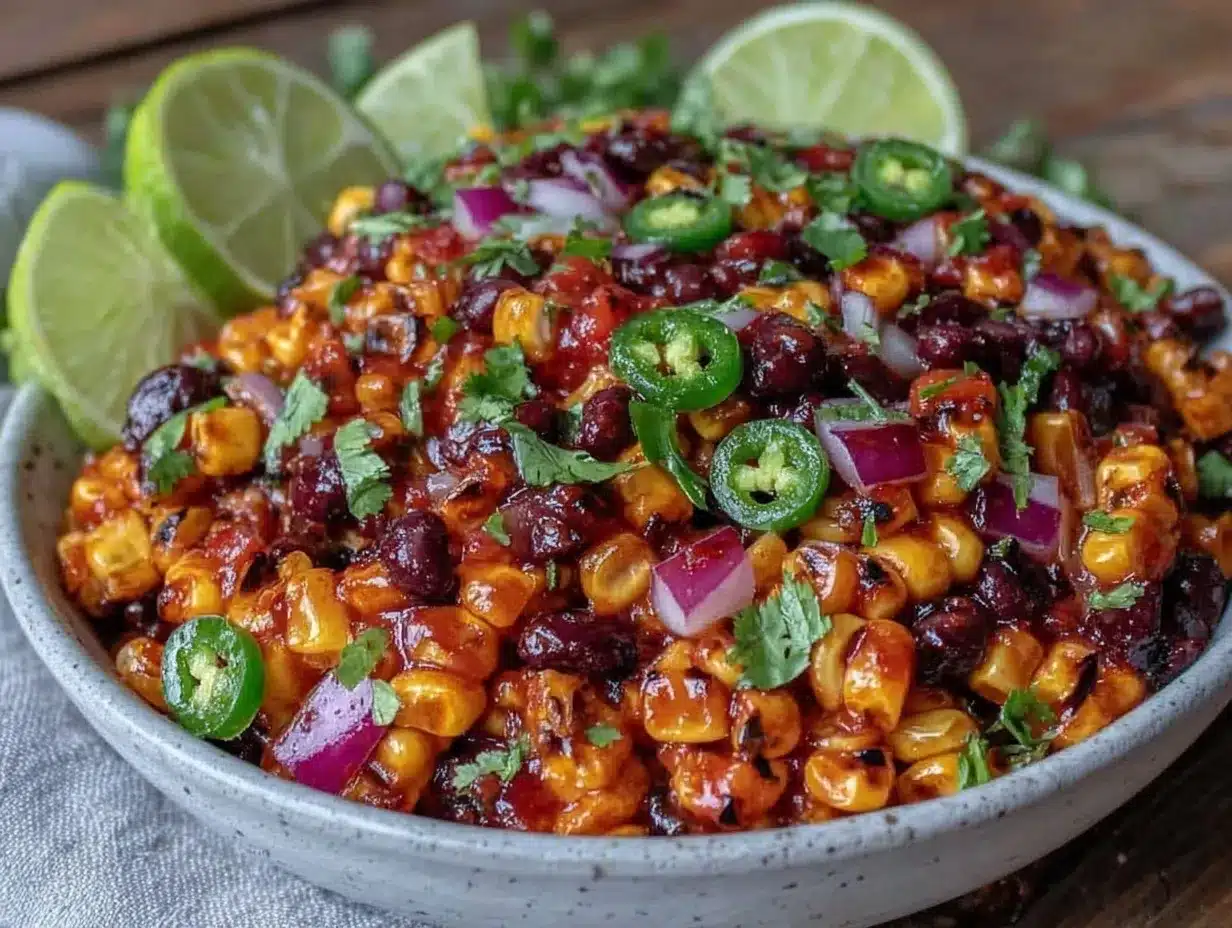 fresh grilled corn and black bean salsa preparation steps