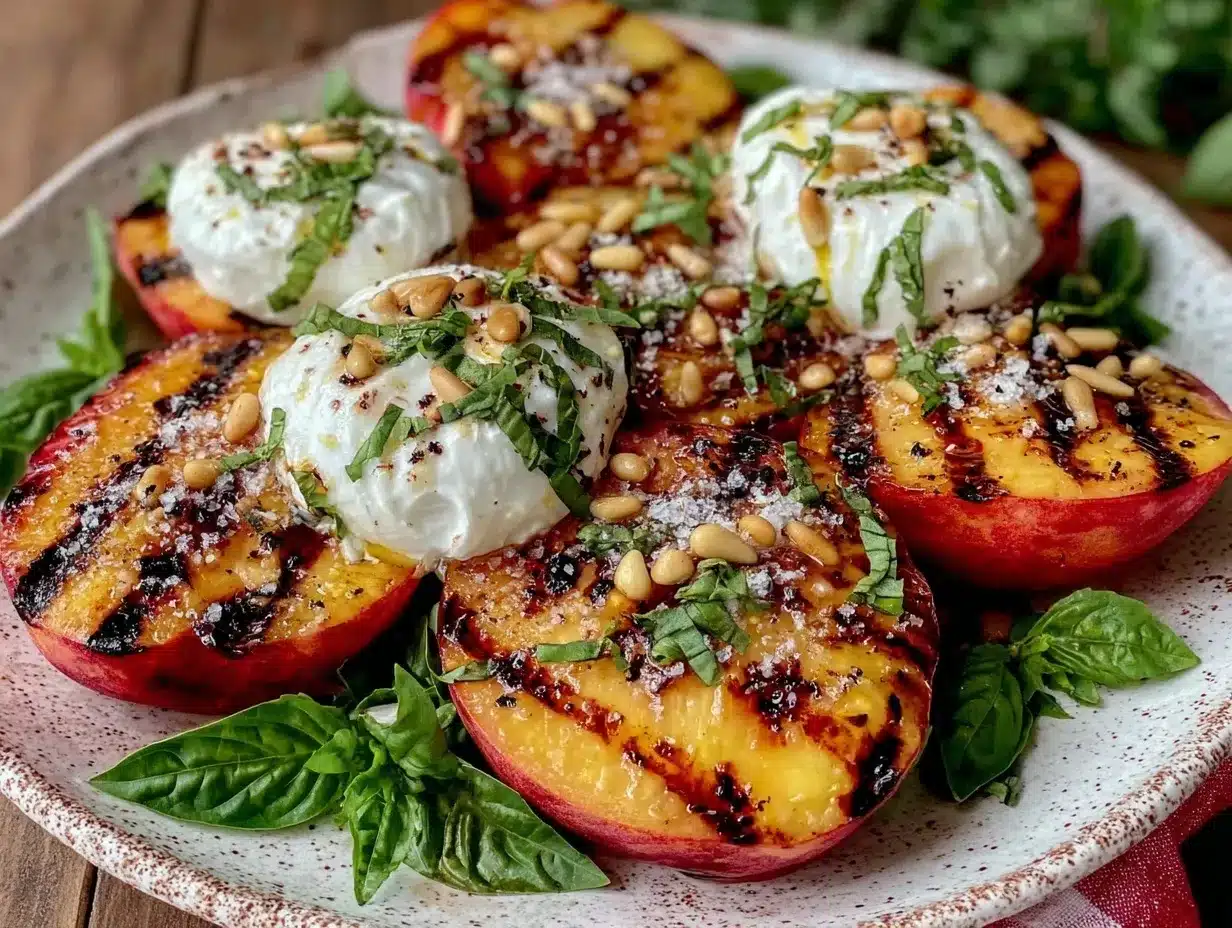 fresh grilled peach and burrata salad preparation steps