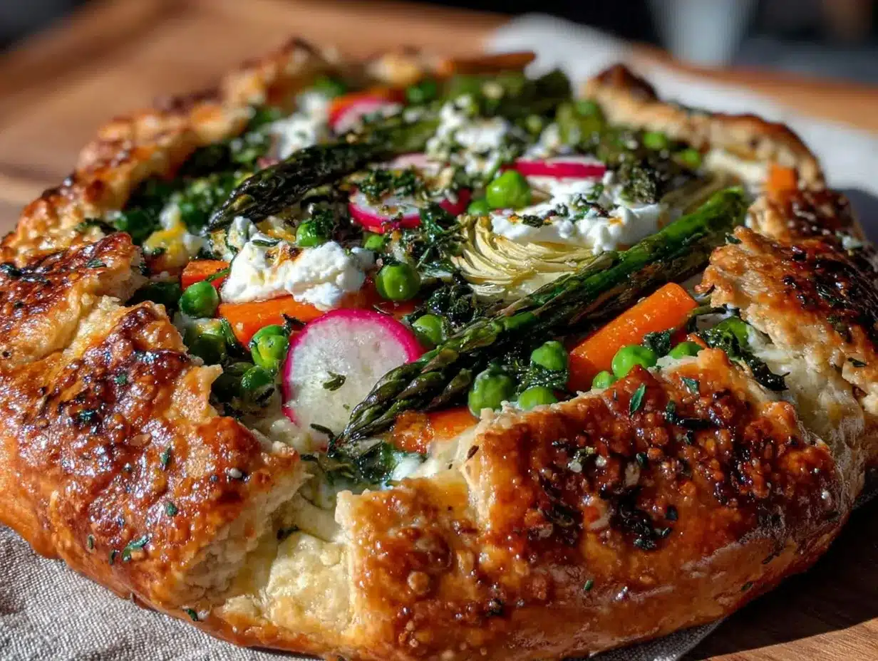 fresh spring vegetable galette preparation steps