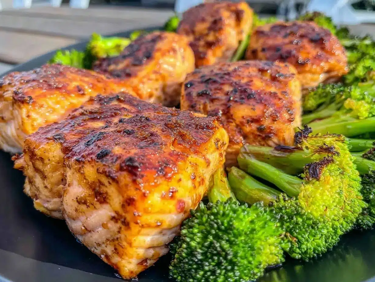 glazed sheet pan teriyaki salmon and broccoli preparation steps