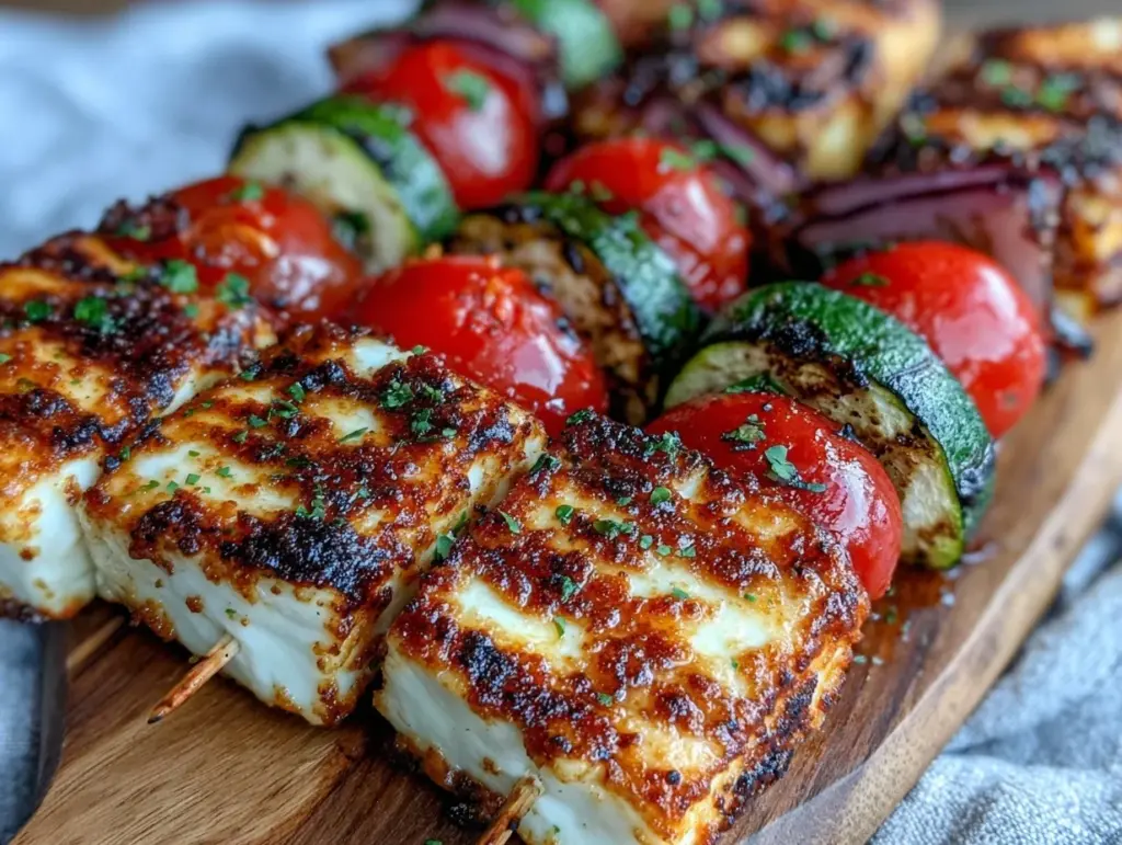 grilled halloumi skewers - featured image