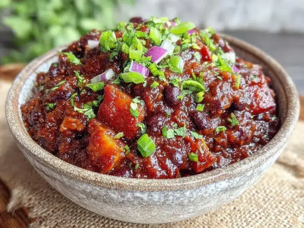 hearty chili with sweet potato and black beans - featured image