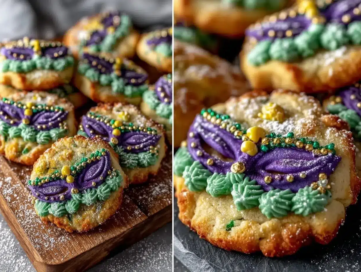 Mardi Gras mask sugar cookies preparation steps