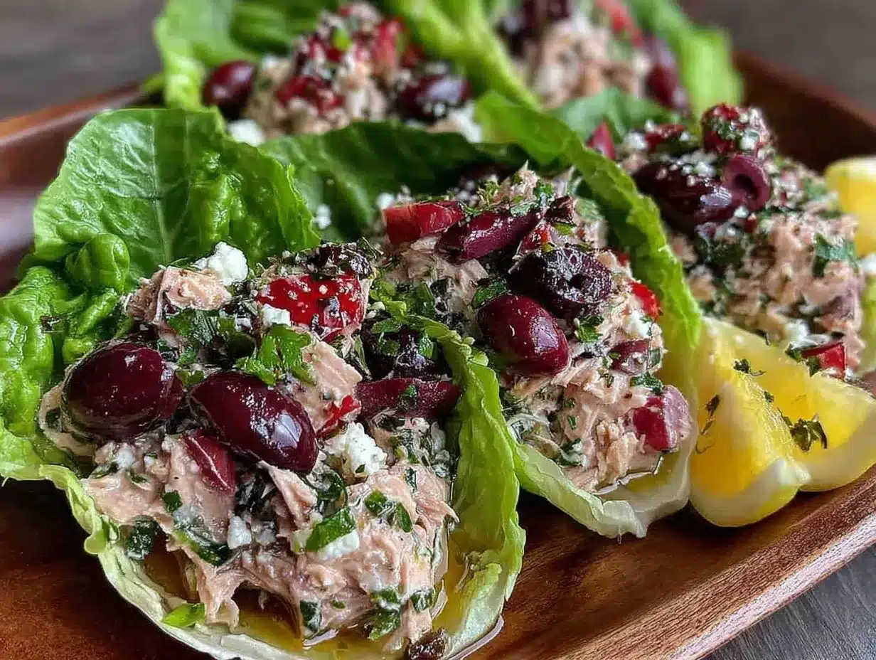Mediterranean Tuna Salad Lettuce Wraps preparation steps