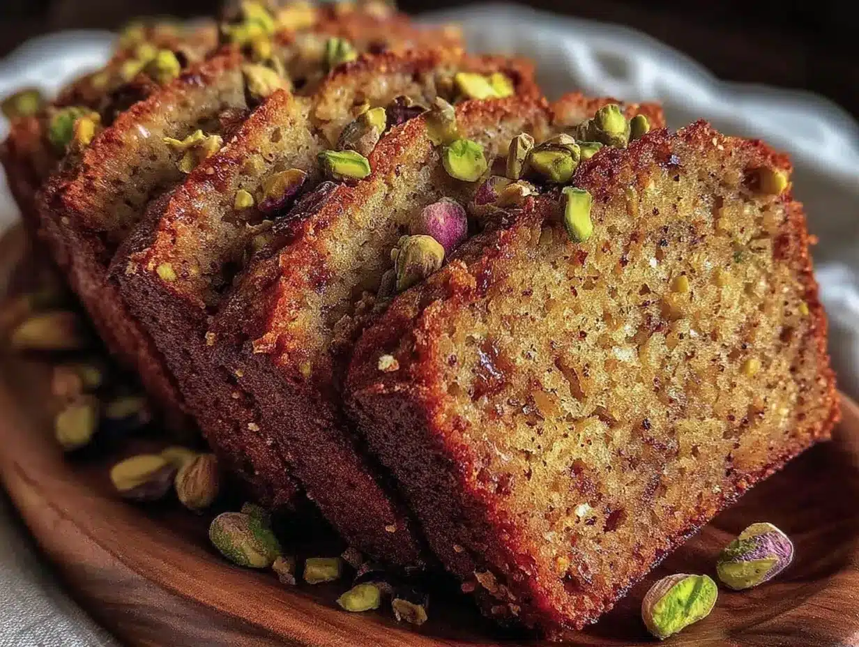 moist banana bread with cardamom and pistachios preparation steps