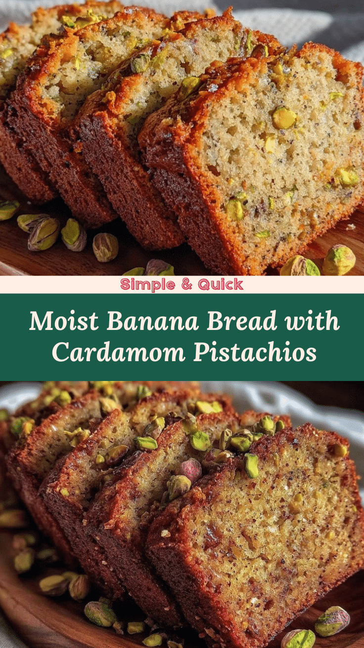 moist banana bread with cardamom and pistachios recipe