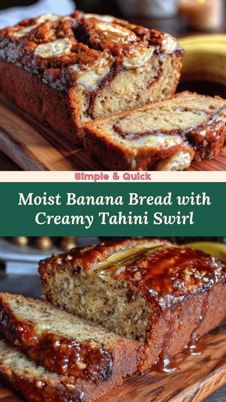 moist banana bread with creamy tahini swirl recipe
