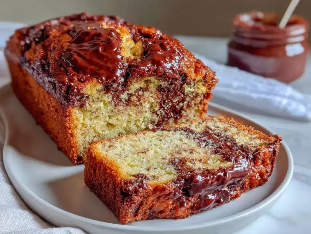 moist banana bread with Nutella swirl - featured image