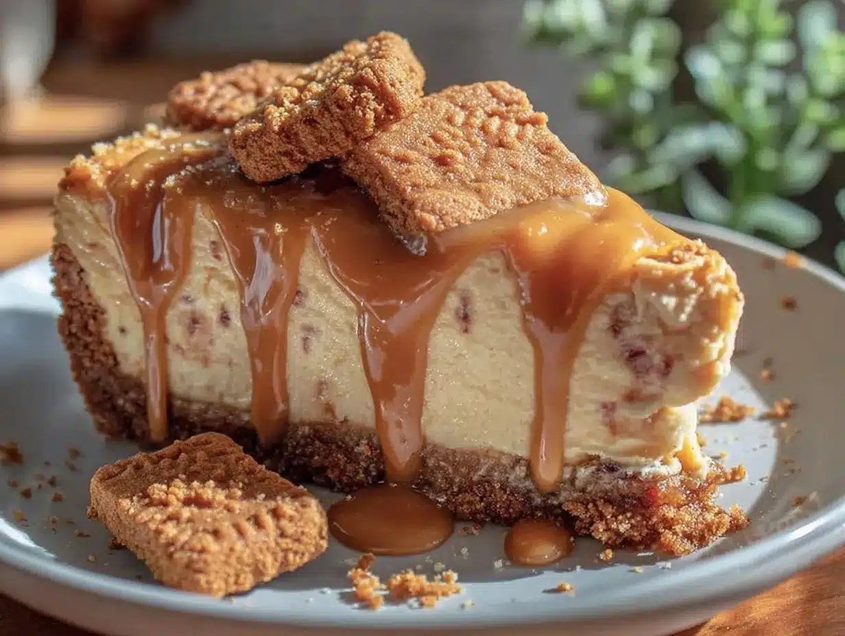 no-bake cookie butter cheesecake preparation steps