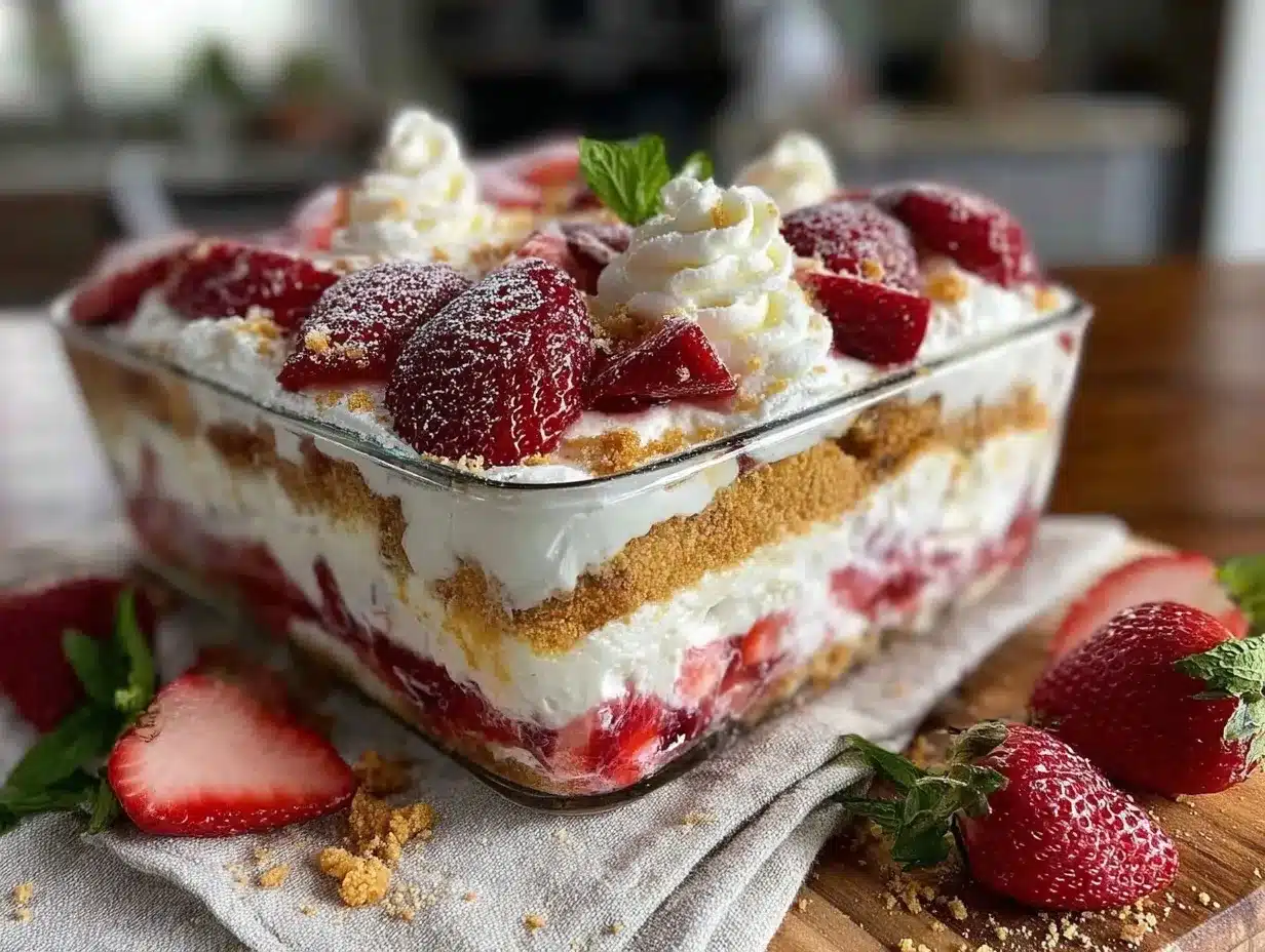 no bake strawberry cheesecake lasagna preparation steps