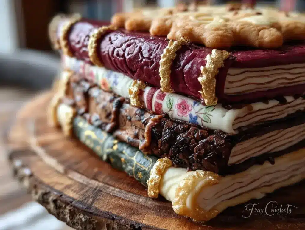 perfect book stack fondant cake - featured image
