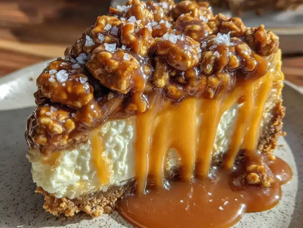 Perfect Cheesecake with Salted Caramel Pretzel Crust - featured image