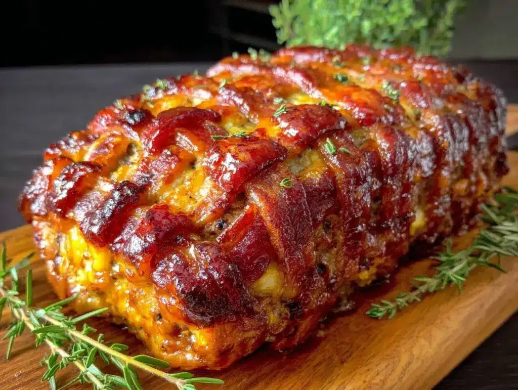 perfect meatloaf with crispy bacon weave topping - featured image