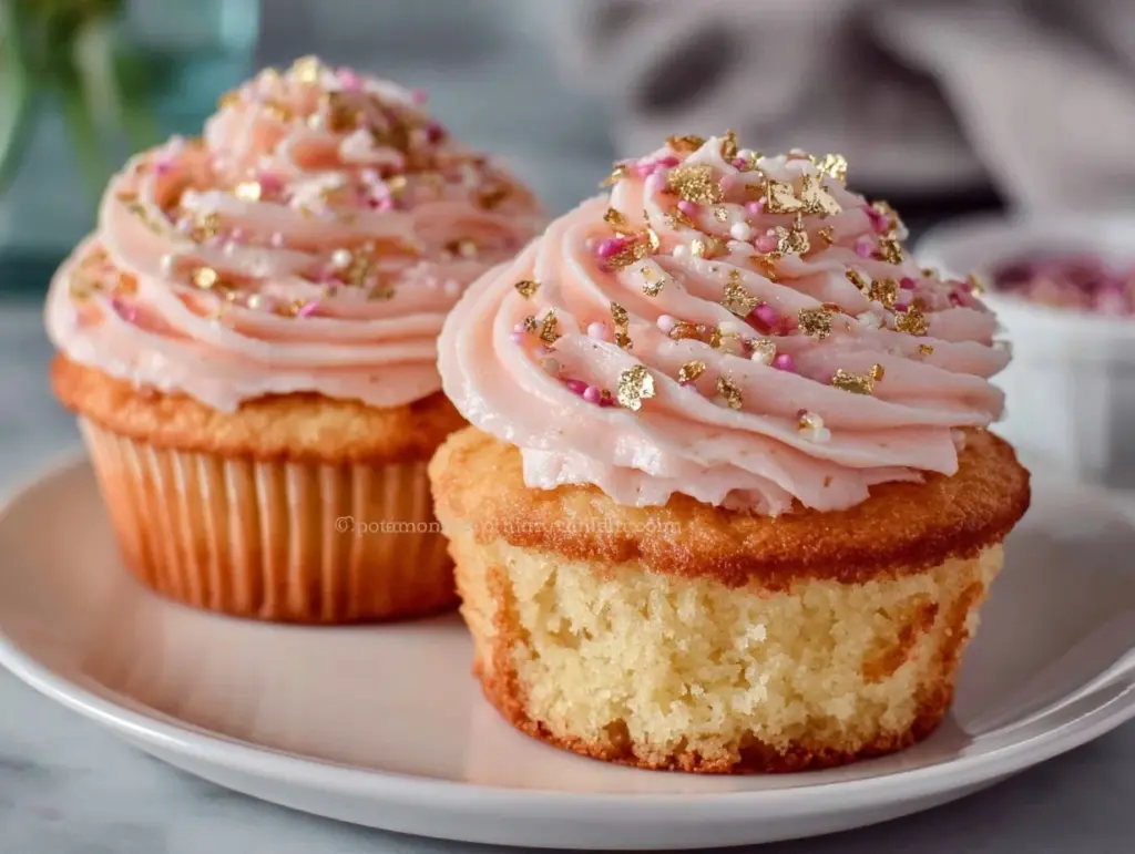 pink champagne cupcakes - featured image
