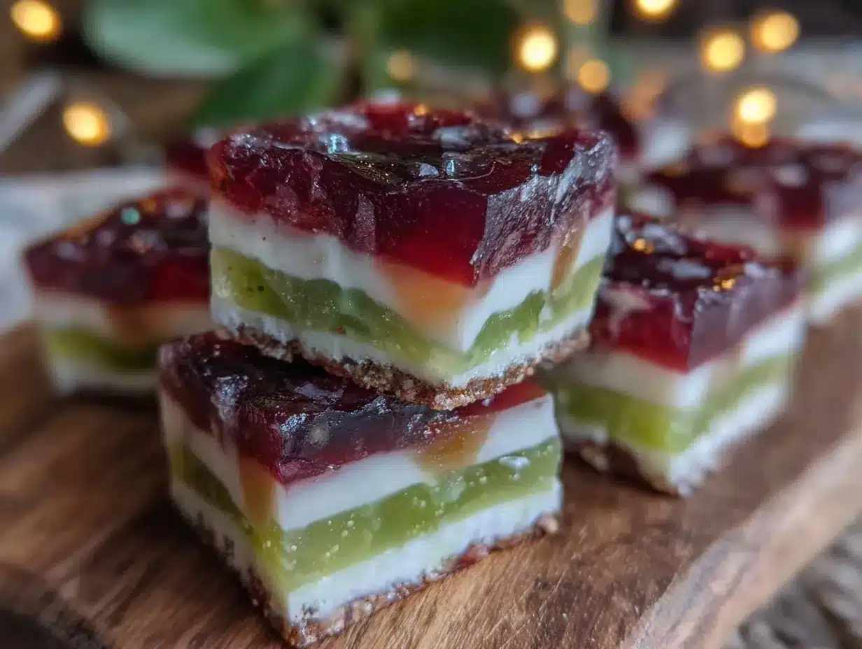 purple green and gold jello shots preparation steps