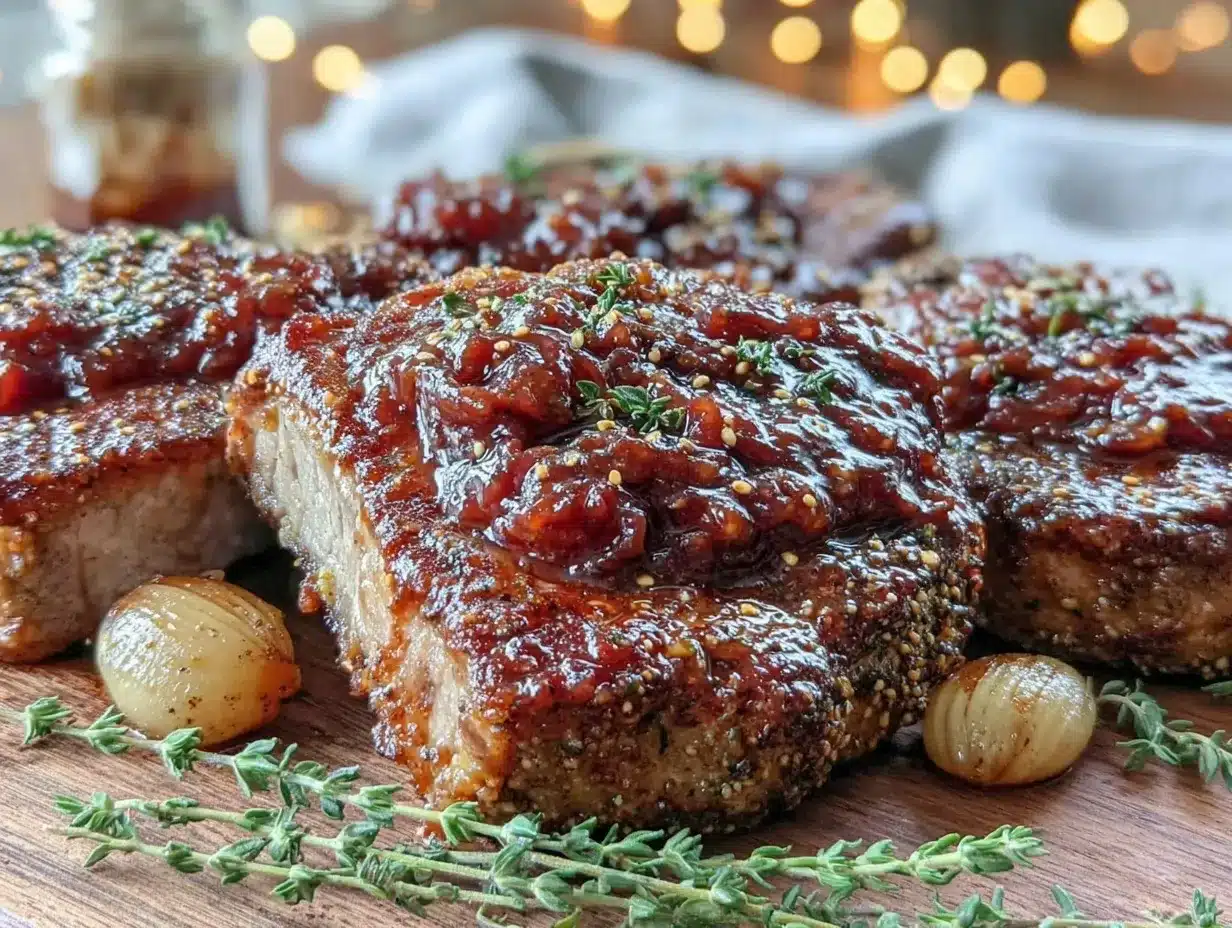 rhubarb chutney glazed pork chops preparation steps