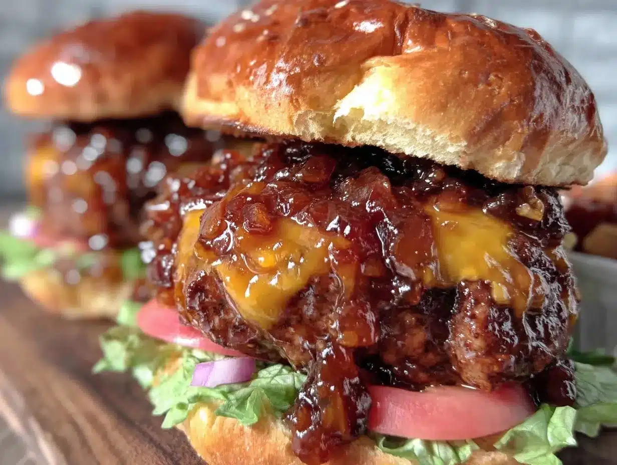savory burger with sweet caramelized onion jam preparation steps