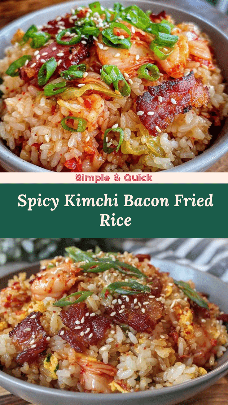 savory fried rice with kimchi and crispy bacon recipe