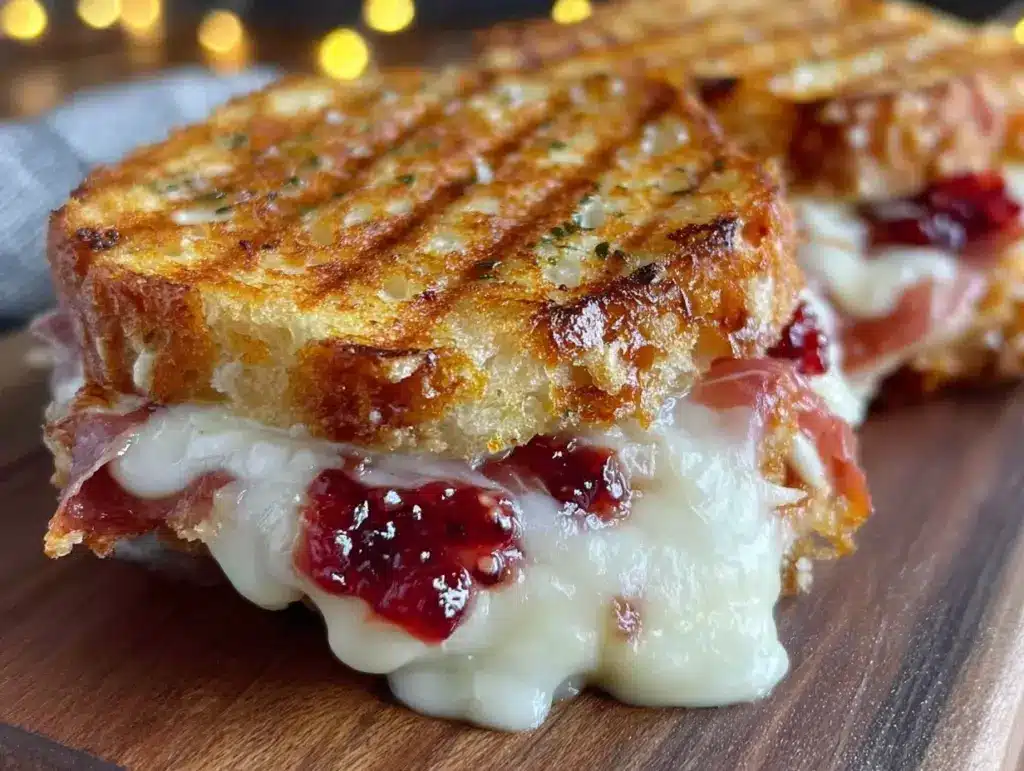 savory grilled cheese with fig jam and prosciutto - featured image