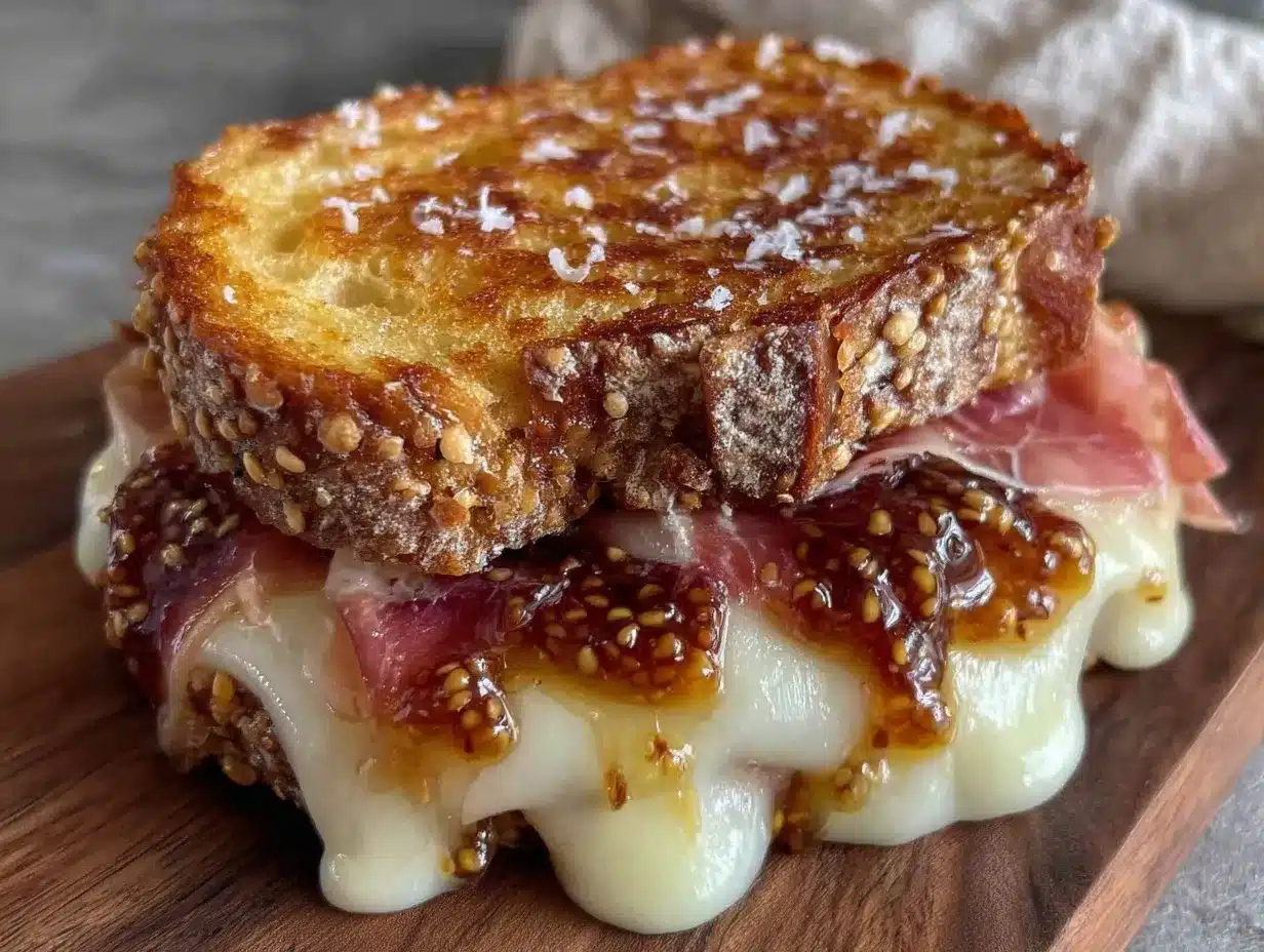 savory grilled cheese with fig jam and prosciutto preparation steps