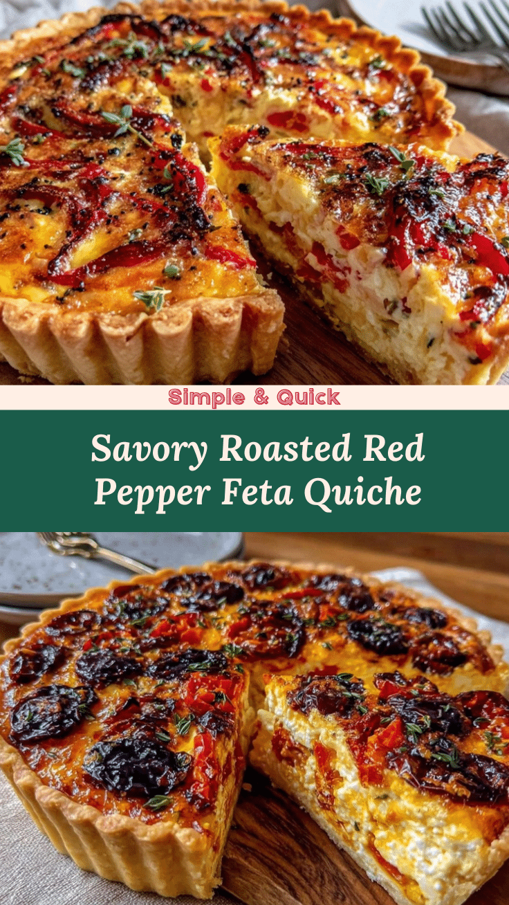savory quiche with roasted red pepper and feta recipe