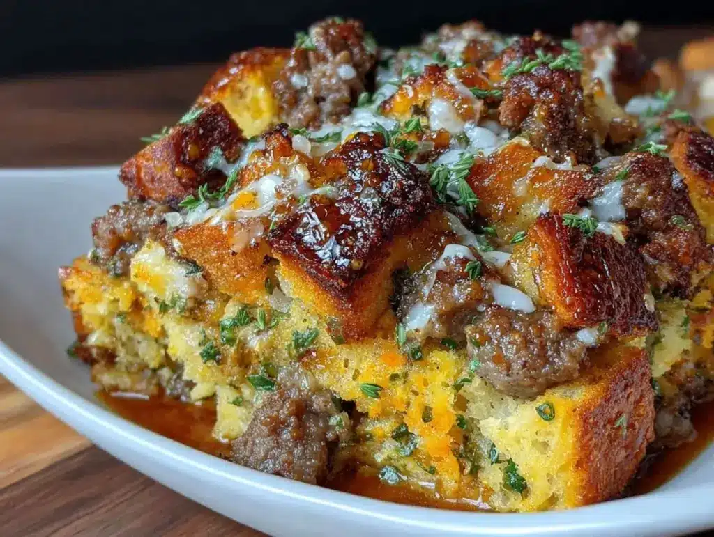 savory stuffing with sausage and apple - featured image