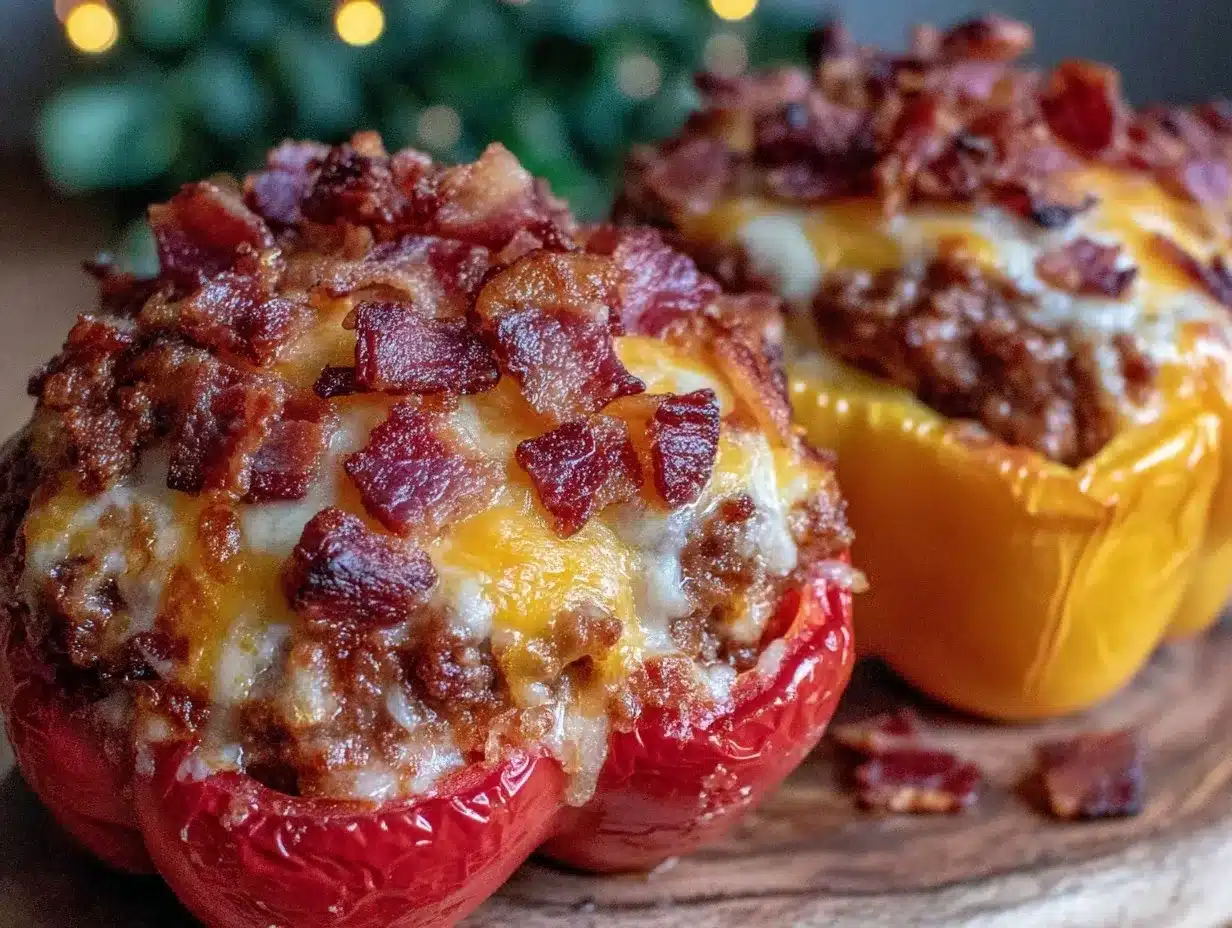 bacon cheeseburger stuffed bell peppers preparation steps