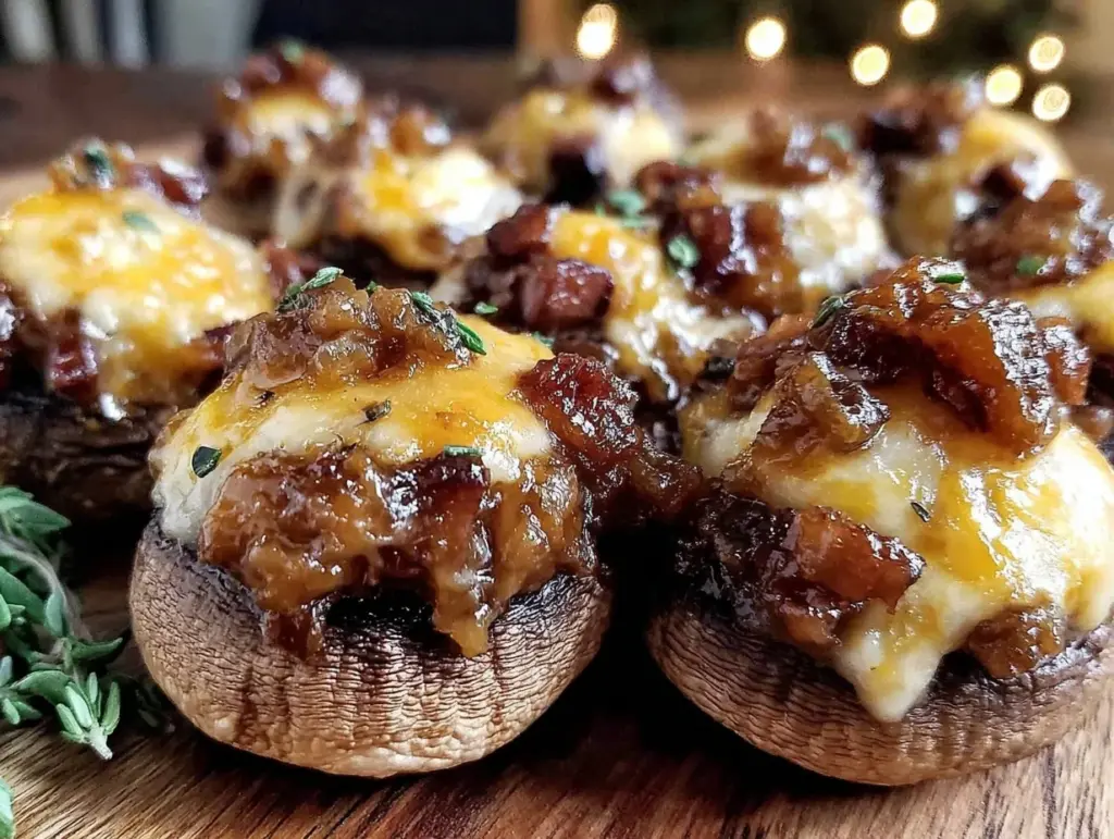 bacon jam stuffed mushroom caps - featured image