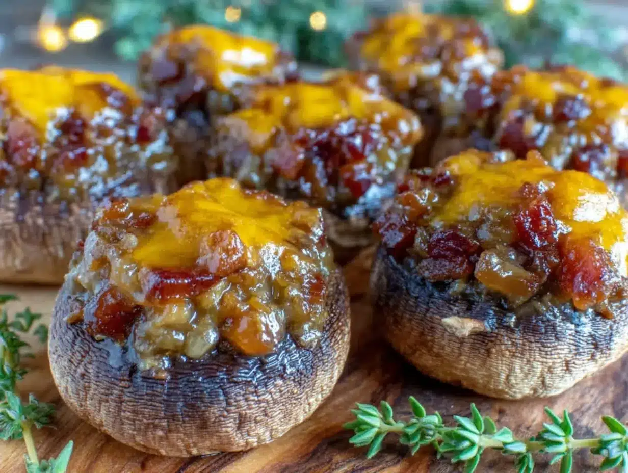 bacon jam stuffed mushroom caps preparation steps