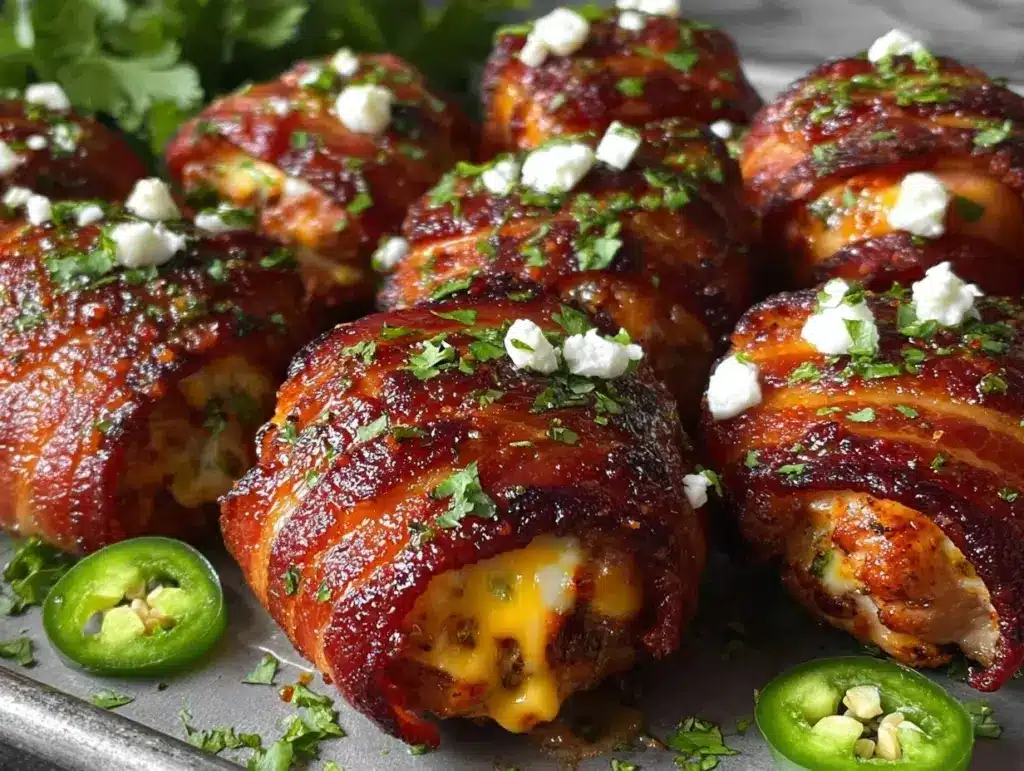 bacon wrapped jalapeno popper chicken thighs - featured image