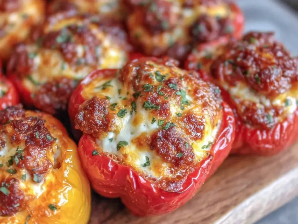 baked cream cheese stuffed mini peppers - featured image