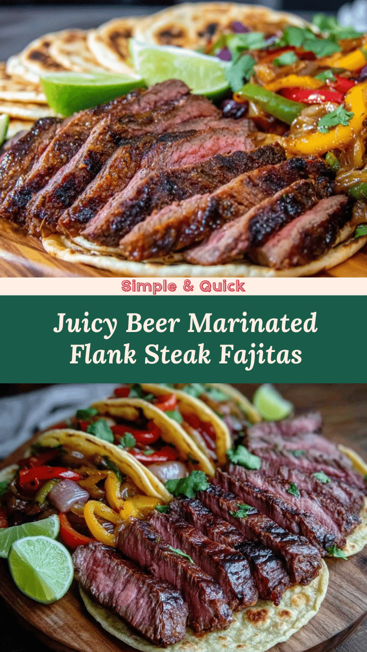 beer marinated grilled flank steak fajitas recipe