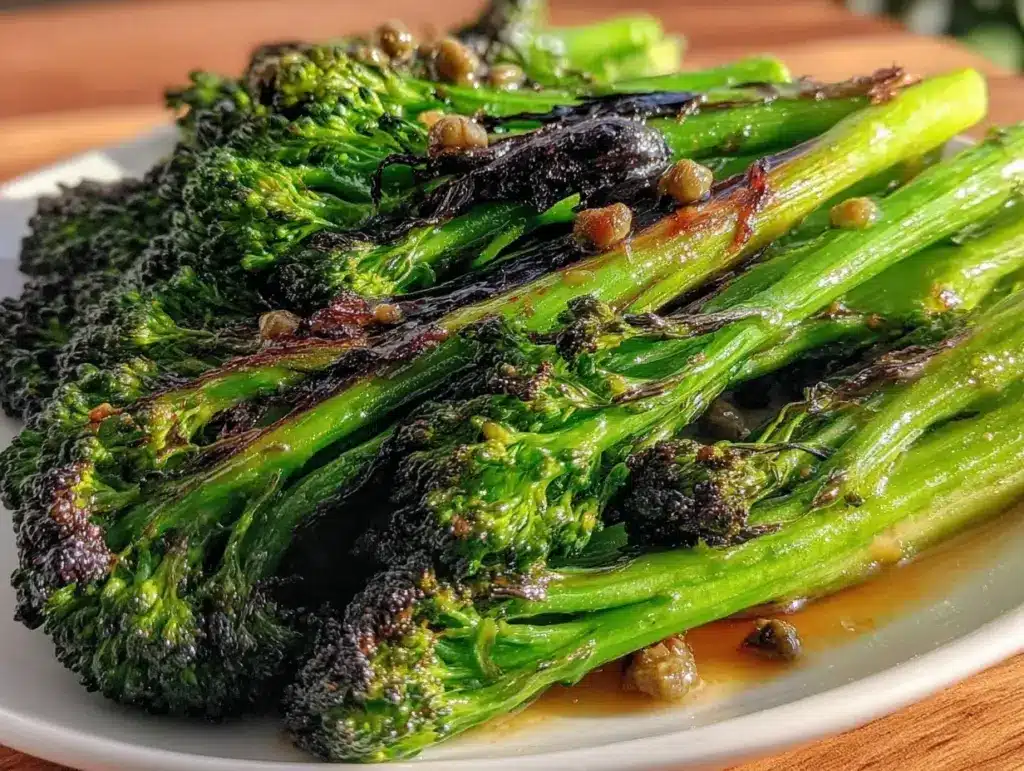 charred broccolini with lemon brown butter and crispy capers - featured image