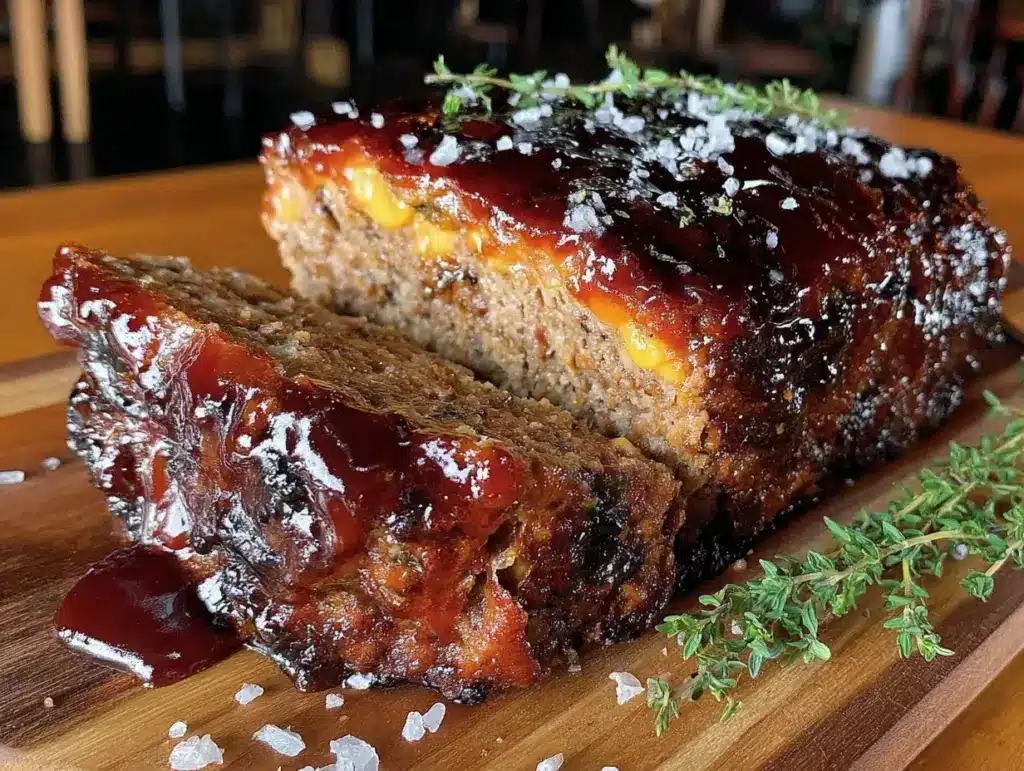 cheddar stuffed smoked meatloaf - featured image