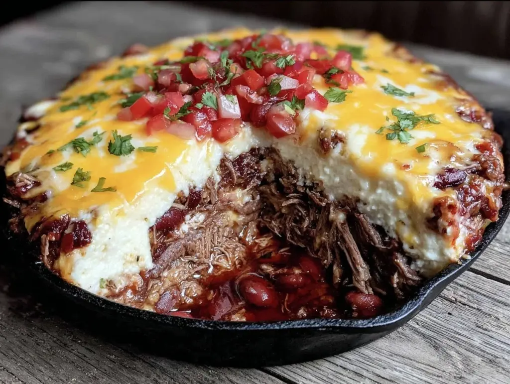 chipotle beef and bean party dip - featured image