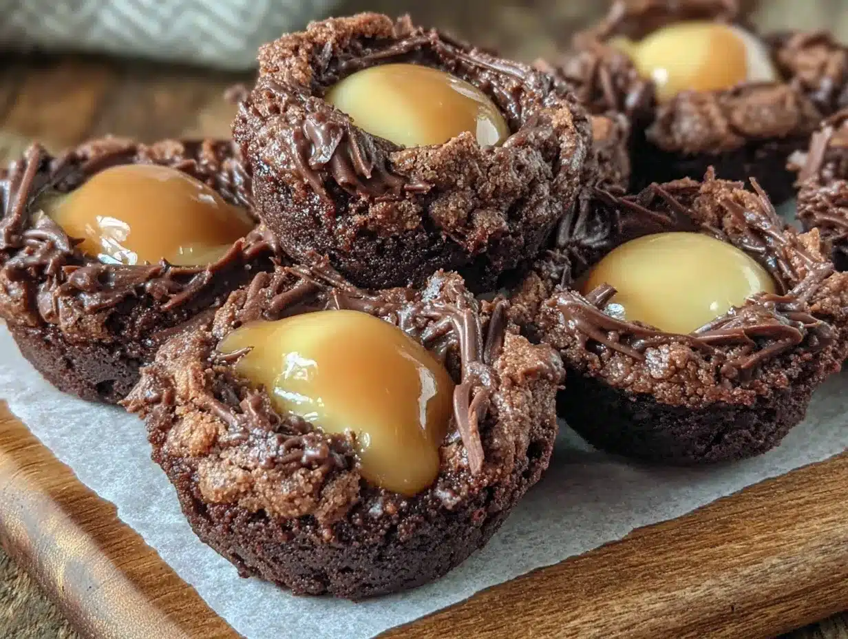 chocolate bird nest brownie bites preparation steps