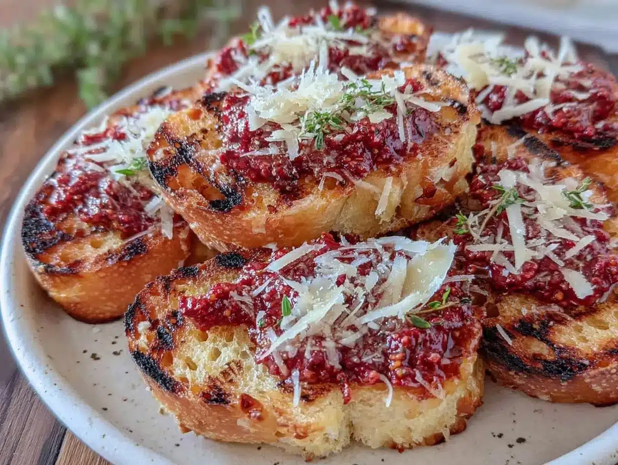 crispy grilled bread with romesco preparation steps