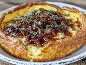 Crispy Gruyere and Caramelized Onion Dutch Baby Pancake - featured image